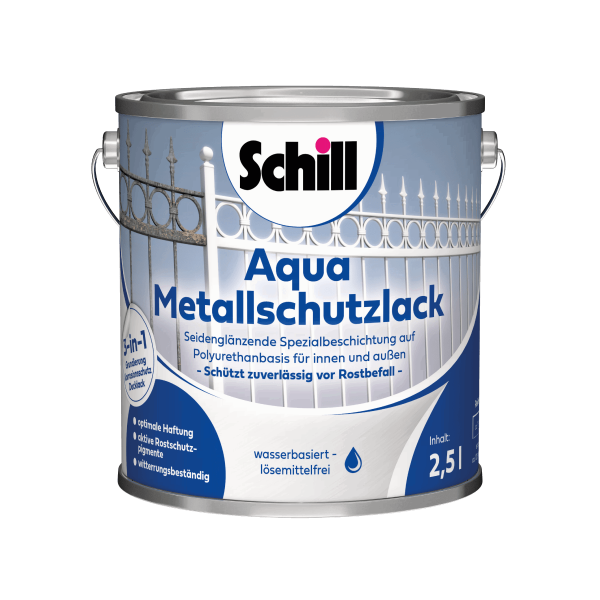 Schill Aqua Metallschutzlack 3 in 1 2,5 Liter - weiß