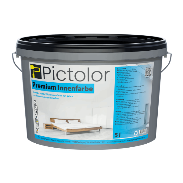 Pictolor® Premium Innenweiß Wohnraumfarbe 5 Liter