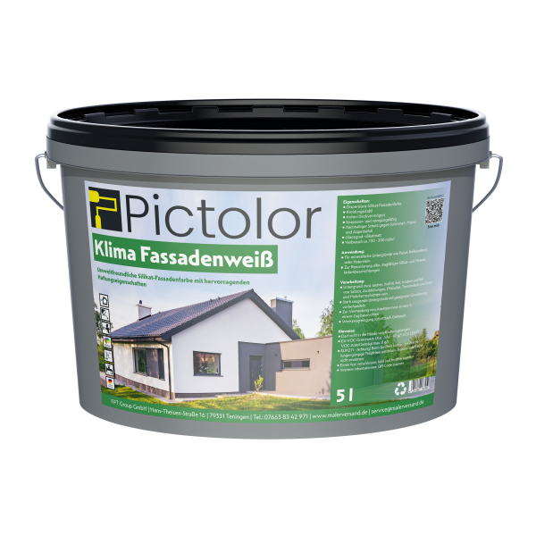 Pictolor Silikat-Fassadenfarbe Klima-Fassadenweiß 5 Liter