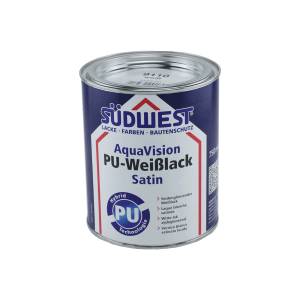 Südwest Seidenglanzlack AquaVision PU-Weißlack Satin 0,75 Liter